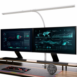 EYOCEAN Schreibtischlampe LED mit Gestensteuerung & Fernbedienung, 24W 80CM Klemmbare Schreibtischlampen, Dimmbare Einstellbare Farbtemperaturen Monitor Lampe, Tageslichtlampe für Heimbüro, Weiß Angebot bei HelloDeals
