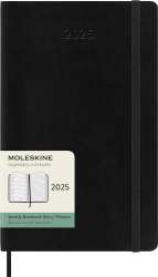 Moleskine Weekly Planner, WochenPlaner mit Platz für Notizen für 12 Monate 2025, Weicher Einband und Elastischer Verschluss, Farbe Schwarz, Großes Format 13x21 cm Angebot bei HelloDeals