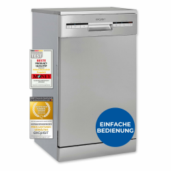 Exquisit Geschirrspüler, 9 Maßgedecke, Spülmaschine 45 cm, Power+, ECO-Modus, Geschirrspüler 45 cm, GSP59109-030E silber Angebot bei HelloDeals