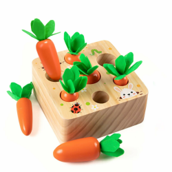 Holzspielzeug ab 1 Jahr | Baby Motorik Spielzeug für 12 Monate Jungen und Mädchen | Montessori Sortierspiel Holzpuzzle Karottenernte | Lernspielzeug für Kinder als Geburtztag Geschenk (Karroten) Angebot bei HelloDeals