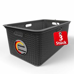 BigDean 3 Stück Wäschekorb 59x39x26 cm Rattan Design – Wäschewanne Made in Germany Angebot bei HelloDeals