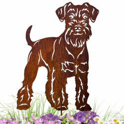 Terma Stahldesign Edelrost Gartenstecker Hund Zwergschnauzer Handmade Germany, tolle gartendeko aus Rost-Metall, deko rostoptik, Rostfiguren Tiere, rostfiguren Garten, Rostdeko Angebot bei HelloDeals