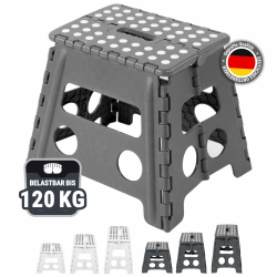 ZOLLNER Tritthocker faltbar - Klapphocker für Kinder und Erwachsene bis 120kg - Anti-Rutsch-Beschichtung - mit praktischem Tragegriff - extrem leicht - 30 cm hoch - Kunststoff - anthrazit Angebot bei HelloDeals