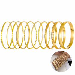 AYNKH 10Pcs Bangle Bracelet for Womens, Indian Bracelet Set, Bangle Bracelet Bohemia, Vintage Adjustable Stackable Bracelets, Arm Jewelry for Women Wedding Party gold Angebot bei HelloDeals