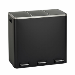 SVITA TM3X18 Mülleimer mit 3 Fächern Papierkorb 54L Treteimer Abfalleimer Recycling Mülltrennung 3 x 18 Liter pulverbeschichteter Stahl Schwarz mit Griffen Angebot bei HelloDeals