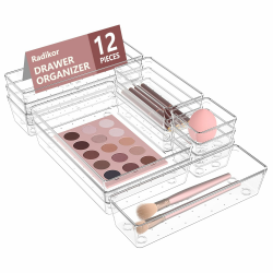 Radikor Schubladeneinsatz Schubladen Organizer, 12 Stücke Schminktisch Organizer in 4 Größen, Drawer Organizer, Make Up Organizer, Schubladen Ordnungssystem für Schreibtisch, Büro, Küchen, Bad Angebot bei HelloDeals