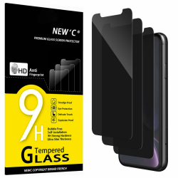 NEW'C 3 Stück, Sichtschutz Panzer Schutz Glas für iPhone 11, iPhone XR, Ausgewogener 35-Grad-schutzwinkel mit Augenschutz, Ultra-Haltbare 9H Härte, Blasenfrei Angebot bei HelloDeals