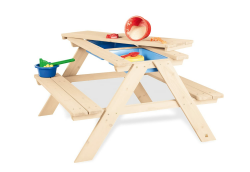 PINOLINO Kindersitzgarnitur Matsch-Nicki für 4, inkl. 2 Wannen und Abnehmbarer Arbeitsplatte, für Kinder ab 2 Jahren, aus massivem Holz, Natur Angebot bei HelloDeals