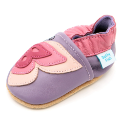Dotty Fish Weiche Baby Kinder Lederschuhe mit weichen Wildledersohlen. Krabbelschuhe. Jungen und Mädchen. (17-28 EU) Lila Schmetterling 28 EU Angebot bei HelloDeals