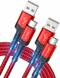 JSAUX USB C Kabel 3.1A [2 Stück 2M], USB Typ C Ladekabel Schnellladung Kompatibel mit Samsung Galaxy S24 S23 Ultra A55 A53 S22 S21 S20, iPhone 16 15 Pro Max, CarPlay, Android Auto, PS5 Controller-Rot Angebot bei HelloDeals