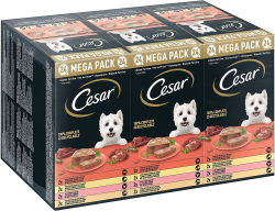 Cesar Megapack Klassik-Terrine - Hundenassfutter in der Schale - 4 Varietäten im Multipack - 24 x 150g Angebot bei HelloDeals