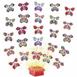 TSHAOUN 25 Stück Magische Schmetterling Spielzeug, Fliegender Schmetterling Karte, Magic Flying Butterfly Card Wind up Butterfly Kinder Überraschung Geschenk für Geburtstag, Hochzeit (Zufällige Farbe) Angebot bei HelloDeals