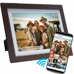Denver PFF-1042DW Digitaler Wi-Fi Bilderrahmen – 10,1 Zoll IPS HD Touchscreen, FRAMEO Software, Drahtloses Teilen, Timer-Funktion, Eichenholzrahmen dunkel Angebot bei HelloDeals
