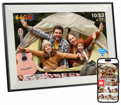 Hesmor 64GB Frameo Digitaler Bilderrahmen WiFi 10,1 Zoll, 1280x800 IPS Touchscreen, Automatische Rotation, Teilen Sie Fotos sofort über Frameo von überall, Elektronischer Bilderrahmen Angebot bei HelloDeals