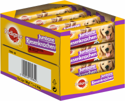 Pedigree Hundesnacks Riesenknochen für mittelgroße Hunde mit Rind & Geflügel, 24 Stück (12 x 2 Stück) Angebot bei HelloDeals