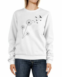 Neverless® Sweatshirt Damen Pusteblume Vögel Dandelion Birds Rundhals-Pullover Pulli Sweater XXL Weiß Angebot bei HelloDeals
