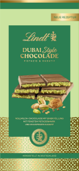 Lindt Dubai Style Chocolade | 145g Tafel | Feinste Vollmilch-Chocolade mit feinster Pistazienmark, Pistazien- und Mandelkrokant und knuspriger Kadayif Füllung | Schokoladentafel | Schokoladengeschenk Angebot bei HelloDeals