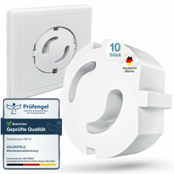 Adlersfeld® Steckdosen Kindersicherung (10 Stück) - Kindersicherung Steckdose zum Schutz vor Stromschlägen - Einfache Installation ohne Kleben - Steckdosenschutz Weiß - Sicherheit für Baby & Kinder Angebot bei HelloDeals