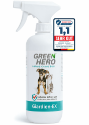 Green Hero Giardien EX Desinfektionsmittel Spray für Hund & Katze 500ml | Hochwirksam gegen Giardien, Bakterien, Viren & Pilzen | Dermatologisch getestet zur Desinfektion von Tieren und Umgebung Angebot bei HelloDeals