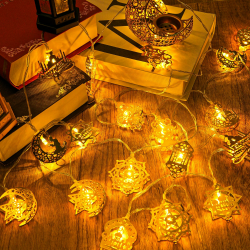 Dalugo Ramadan Lichterkette Batterie Timer, 3M 20LED Metall Stern Mond Lichterketten mit 6h Timer, EID Mubarak Dekor Lichterkette für Mantel Haus Fenster Muslim Ramadan Dekoration Angebot bei HelloDeals