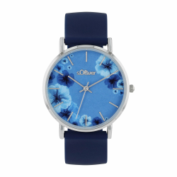 s.Oliver Armbanduhr Damen Quarzuhr Analog, mit Silikon Armband, Silber, 3 bar Wasserdicht, Kommt in Uhren Geschenk Box Blau Angebot bei HelloDeals