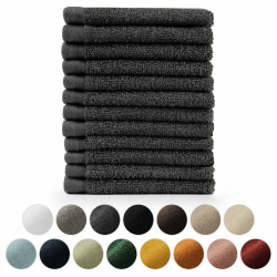 Blumtal Premium Frottier Gästehandtücher Set 12 teilig 100% Baumwolle - Oeko-TEX zertifiziertes Gästehandtuch 12x (30x30 cm) - Ultra saugstarkes Gästetücher Set waschbar °60 - Handtücher Anthrazit Angebot bei HelloDeals