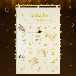 Ulikey Ramadankalender zum Befüllen, 30 Adventskalender zum Befüllen aus Stoff, Ramadan Wandkalender mit LED-Lichterkette, Eid Mubarak Adventskalender Countdown Kalender für Ramadan Dekorationen Angebot bei HelloDeals
