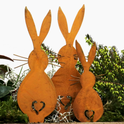Storm's Gartenzaubereien Gartenstecker - Osterhasen 3er Set 2 große Hasen 1 Kleiner Hase für die Osterdekoration Angebot bei HelloDeals
