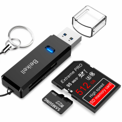 Beikell USB 3.0 Kartenleser, Highspeed Kartenlesegerät - Unterstützt Micro-SD/TF/SDHC/SDXC/MMC/SD-Karten - Kompatibel mit Windows/Mac/OS usw. Angebot bei HelloDeals