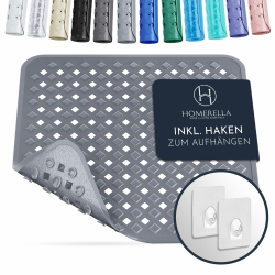 homerella® Duschmatte rutschfest 53x53cm inkl. 2 Haken - Antirutschmatte Dusche - Badematte rutschfest Kinder Rutschmatte Dusche antibakteriell & maschinenwaschbar - Duscheinlage rutschfest Angebot bei HelloDeals