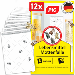 PIC Lebensmittelmotten Falle - 12 Lebensmittelmottenfallen - Mottenfalle mit Pheromon für ideale Wirkung - Mottenfalle Lebensmittel - Effektive Klebefallen zur Befallsermittlung von Lebensmittelmotten Angebot bei HelloDeals