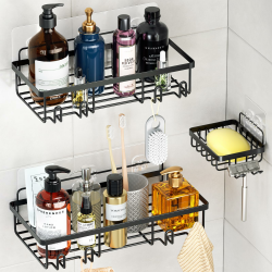 WELDUN Duschablage Ohne Bohren, 3er Edelstahl Badregal Duschregal Rostfrei, für Badezimmer Shampoo Duschgel, Schwarz Angebot bei HelloDeals