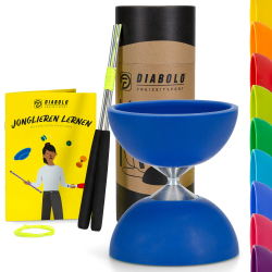 Diabolo Freizeitsport Jonglier-Set Basic mit Diabolo (blau), Handsticks aus Aluminium, Ersatzschnur (160cm), Anleitung, Geschenk für Kinder & Anfänger Angebot bei HelloDeals