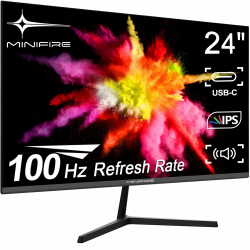 Minifire 24 Zoll USB-C Monitor mit Lautsprecher, 100Hz, IPS, FHD 1080P Adaptive Sync PC Bildschirm, HDMI USB-C Anschlüsse (MF24X3 HDMI-Kabel im Lieferumfang enthalten) Angebot bei HelloDeals
