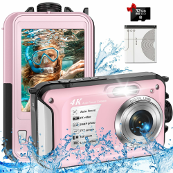 Unterwasserkamera Yixinxin 4K Digitalkamera wasserdichte 56MP Autofokus wasserdichte Kamera Fotokamera mit 32GB Karte Angebot bei HelloDeals