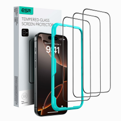 ESR für iPhone 16 Pro für Panzerglas, Displayschutzfolie 3 Stück, gehärtete Glasfolie mit einfachem Befestigungswerkzeug, 9H Härte, Vollbildschirm Schutzfolie iPhone 16 Pro, HD klar, kratzfest Angebot bei HelloDeals