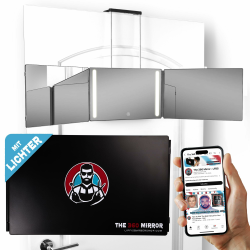360 Grad-LED-Spiegel - Reisevariante mit verstellbaren Teleskophaken, perfekter Selbsthaarschnitt-Spiegel für Männer - 3-fach Spiegel zum Haareschneiden - Spiegel zum Schneiden Ihrer Haare Angebot bei HelloDeals