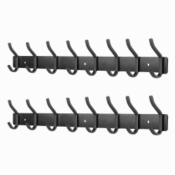 MEIJO Garderobenhaken Edelstahl, Hakenleiste Kleiderhaken Wand mit 8 Haken, Garderobe Garderobenleiste Wandgarderobe für Schlafzimmer Bad Küche (Schwarz, 8 Haken 2 Stück) Angebot bei HelloDeals