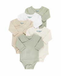 Kindsgard Baby langärmeliger Wickelbody trunder - weiche und hochwertige 100% Bio-Baumwolle 62 5er_beige Angebot bei HelloDeals