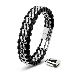 SERASAR Premium Echtlederarmband für Männer [Steel] in Schwarz | Magnetverschluss aus Edelstahl in Schwarz, Silber & Gold | Inklusive Schmuckschachtel | Tolle Geschenkidee 20cm Silber Angebot bei HelloDeals