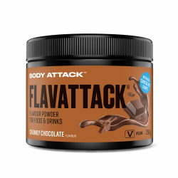 Body Attack Flavattack - Chunky Chocolate - 250 g, nur 9 kcal/Portion - Intensives Flavour Pulver für Müsli, Rice Pudding, Haferflocken, Drinks etc. - Geschmackspulver ohne Palmöl, Aspartam, Gluten Angebot bei HelloDeals