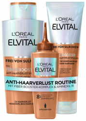 L'Oréal Paris Fiber Booster Anti-Haarverlust Routine langes Haar, Shampoo, Spülung & Serum für volleres Haar, Gegen Haarausfall, Weniger Haarbruch, Elvital, Shampoo + Serum + Spülung Angebot bei HelloDeals