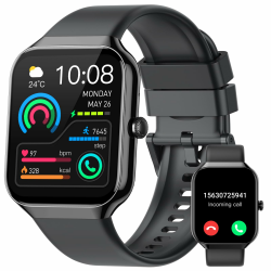 Smartwatch Herren Damen, 1.96" Fitnessuhr mit Telefonfunktion, Smart Watch Fitness Tracker SpO2 Pulsuhr Schlafmonitor Schrittzähler Uhr 113+ Sportmodi Sportuhr IP68 Wasserdicht für Android iOS Schwarz Angebot bei HelloDeals
