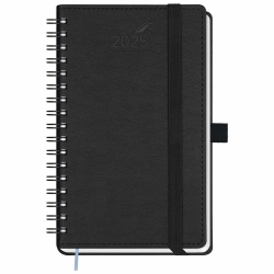 BEZEND Taschenkalender 2025 Klein Ringbuch 15,5 x 9 cm | Kalender 2025 Buchkalender 1 Woche 2 Seiten mit 100 g/m² Papier | Terminplaner 2025 Wochenplaner A6 mit PU-Leder Softcover - Schwarz Angebot bei HelloDeals