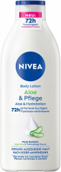NIVEA Body Lotion Aloe & Pflege, Körpercreme mit Tiefenpflege Serum für 72h Feuchtigkeit, Körperlotion mit purem Hyaluron und Aloe Vera natürlichen Ursprungs(400 ml) Angebot bei HelloDeals