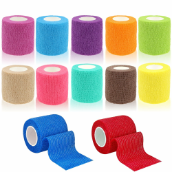 12 Rollen Selbstklebender Verband, 5cm x 5m Selbsthaftende Bandage für Erste Hilfe, Elastische Fixierbinde Cohesive Bandage Haftbandage für Hund/Katze/Füße/Fingerpflaster/Knöchelverstauchungen Angebot bei HelloDeals