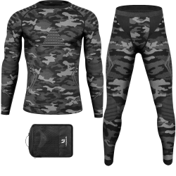 UNIQUEBELLA Upgrade-Version Thermo Unterwäsche Herren, Atmungsaktiv Schnelltrocknend Funktionswäsche Männer Flexibel Skiunterwäsche Set - Warm Thermo Unterwäsche Winter Cc-sets Camouflage Grau L Angebot bei HelloDeals