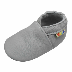 YALION Krabbelschuh Babyschuh Lauflernschuh Jungen Mädchen Baby Weicher Flexibles Leder mit Mokassins Wildledersohlen Elastische Knöchel Lederpuschen 22/23 EU Stein Grau Angebot bei HelloDeals