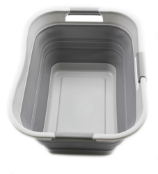 SAMMART 30L Faltbarer Wäschekorb aus Kunststoff – Faltbarer Pop-Up-Aufbewahrungsbehälter/Organizer – Tragbare Waschwanne – Platzsparender Korb/Korb (1, Grau) Angebot bei HelloDeals