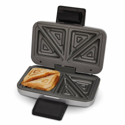 Cloer 6259 Sandwichmaker, 900 W für 2 diagonal geteilte Toasts, American Toasts, XXL Füllungen, Silber Angebot bei HelloDeals